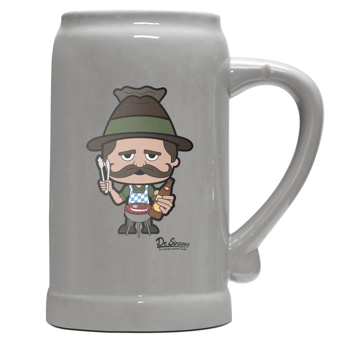 Da Sinzer Griller Bierkrug 1000ml Grau Zugspitze Front
