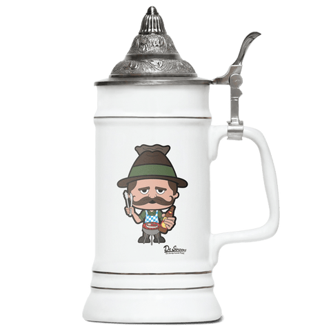 Da Sinzer Griller Bierkrug 500ml Weiss mit Spitzdeckel Wendelstein Front