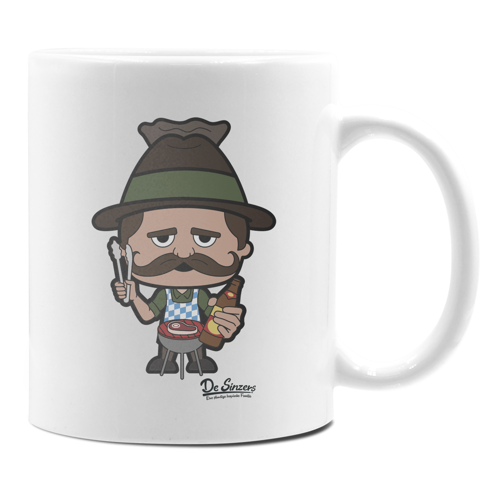 Da Sinzer Griller Keramik Kaffeetasse 330ml Weiss Rampoldplatte Front