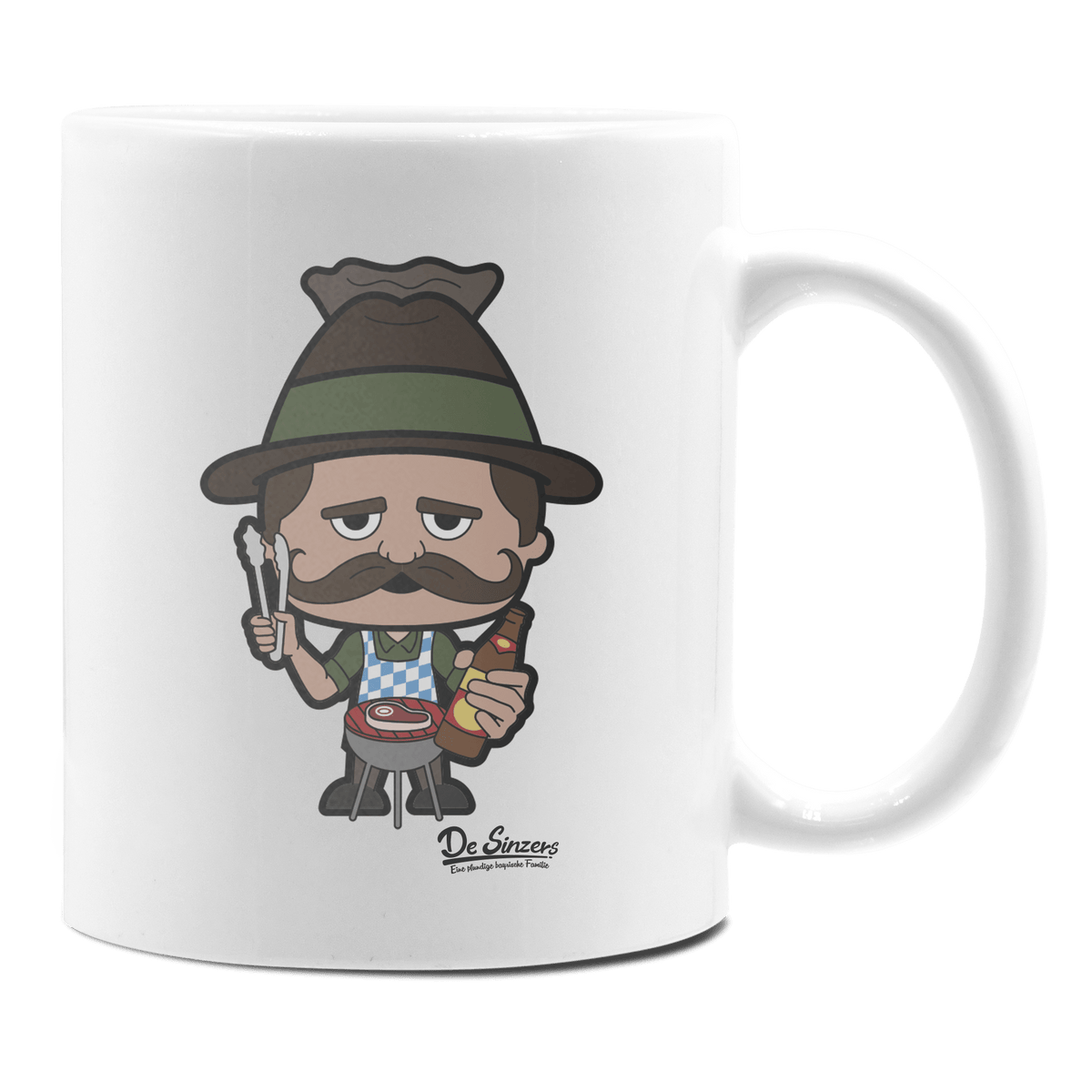 Da Sinzer Griller Keramik Kaffeetasse 330ml Weiss Rampoldplatte Front