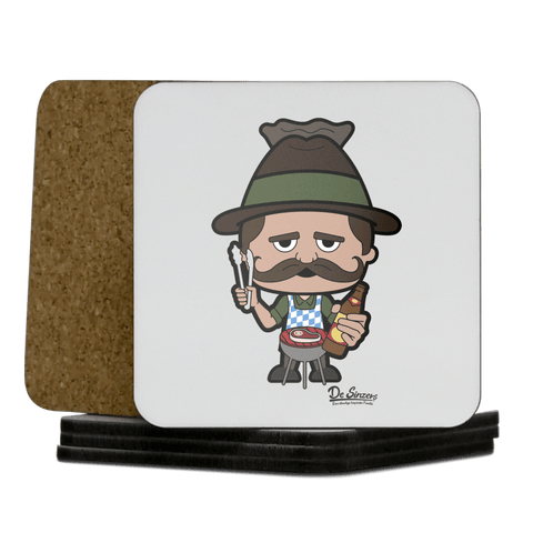 Da Sinzer Griller Korkuntersetzer 5er Set 95 x 95 mm Weiss Karkopf Front