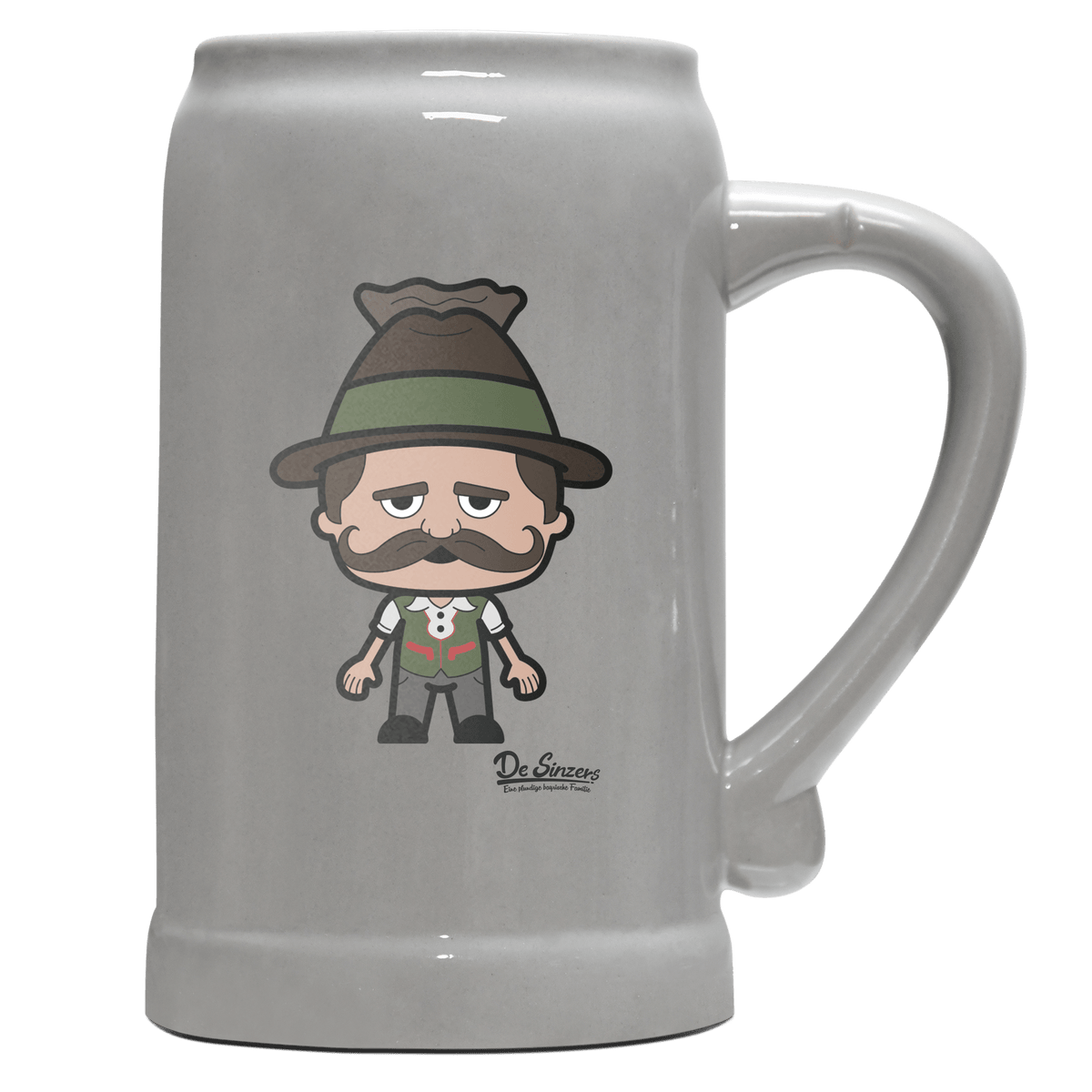 Da Sinzer Grundfiguren Bierkrug 1000ml Grau Zugspitze Front