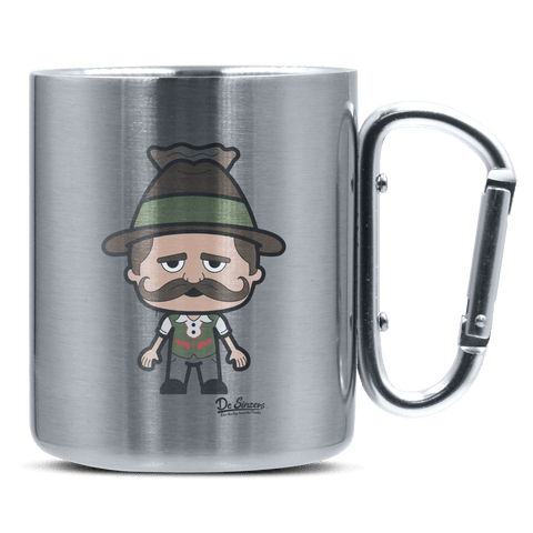 Da Sinzer Grundfiguren Edelstahl Kaffeetasse silberer Karabiner 320ml Grosser Traithen Front