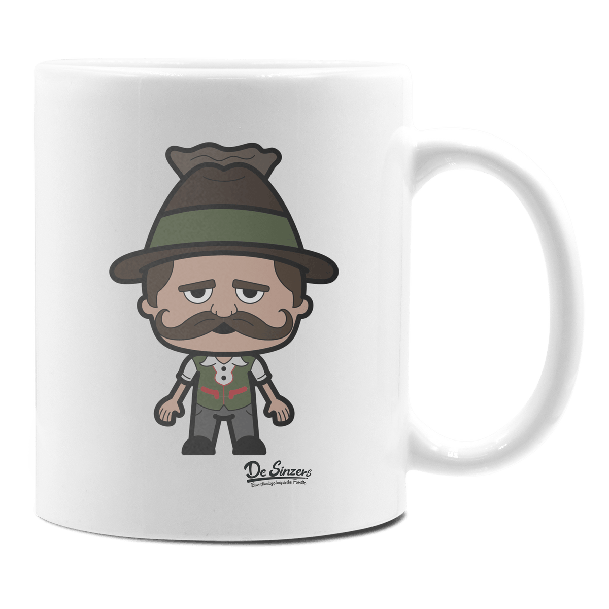 Da Sinzer Grundfiguren Keramik Kaffeetasse 330ml Weiss Rampoldplatte Front