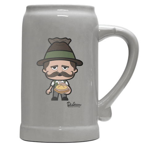 Da Sinzer Leberkassemmel Bierkrug 1000ml Grau Zugspitze Front