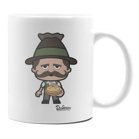 Da Sinzer Leberkassemmel Keramik Kaffeetasse 330ml Weiss Rampoldplatte Front