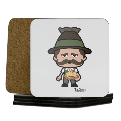 Da Sinzer Leberkassemmel Korkuntersetzer 5er Set 95 x 95 mm Weiss Karkopf Front