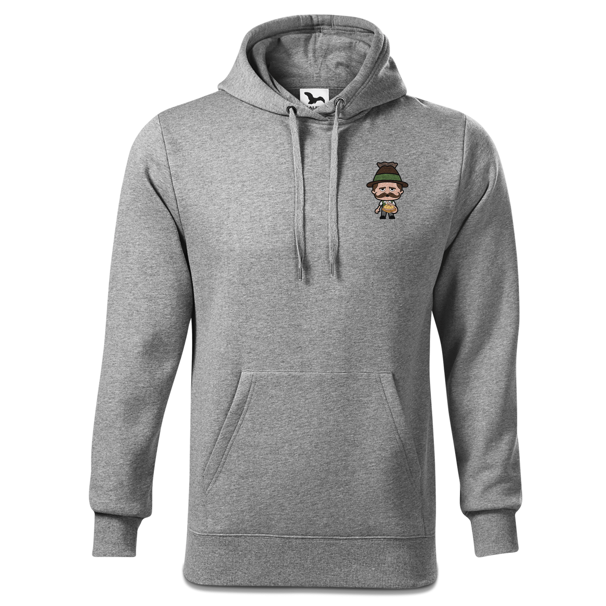 Da Sinzer Leberkassemmel Sweatshirt Hoody Herren Grau Meliert Puster Front