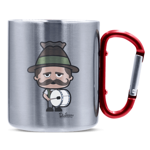 Da Sinzer Musikinstrumente Edelstahl Kaffeetasse roter Karabiner 320ml Kitzstein Front