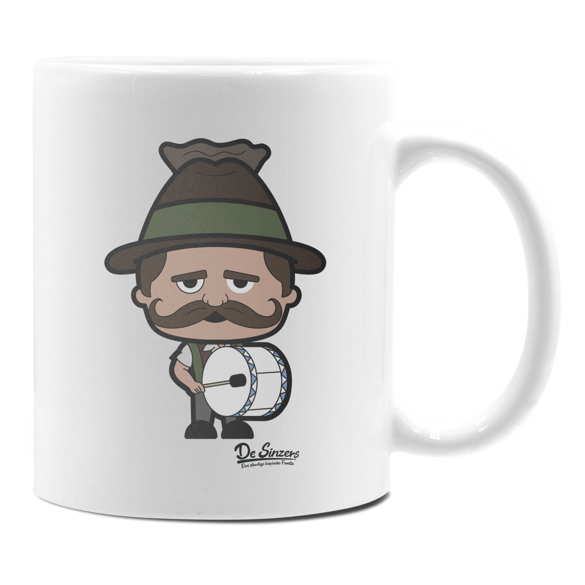 Da Sinzer Musikinstrumente Keramik Kaffeetasse 330ml Weiss Rampoldplatte Front