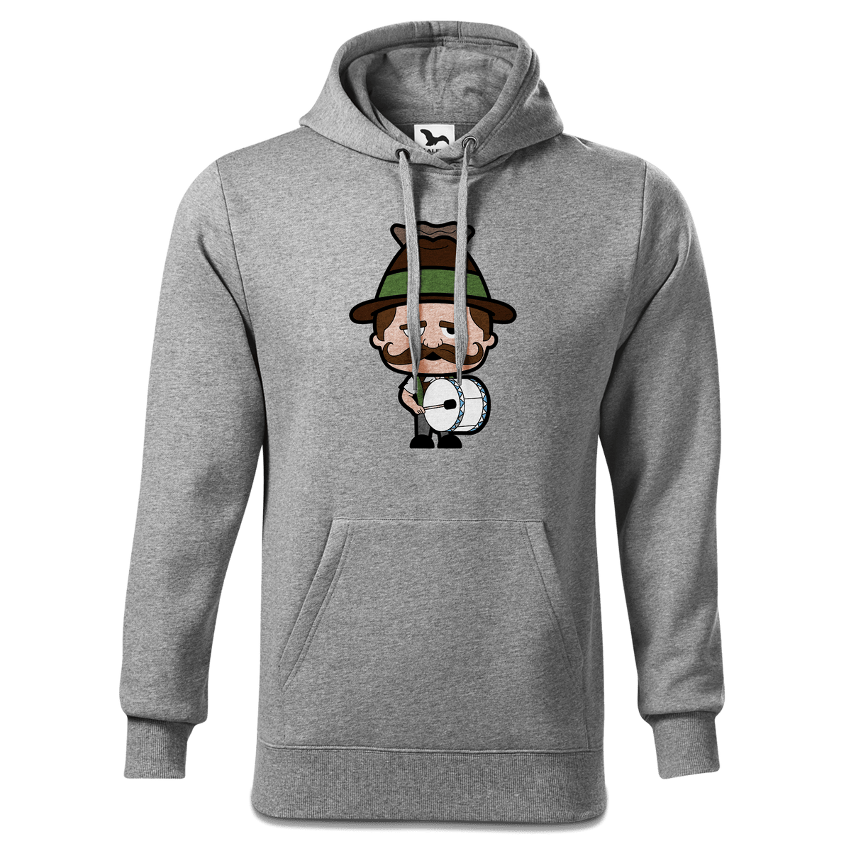 Da Sinzer Musikinstrumente Sweatshirt Hoody Herren Grau Meliert Pulvermuehle Front