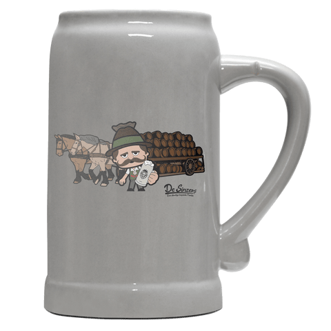 Da Sinzer Pferdegespann Bierkrug 1000ml Grau Zugspitze Front