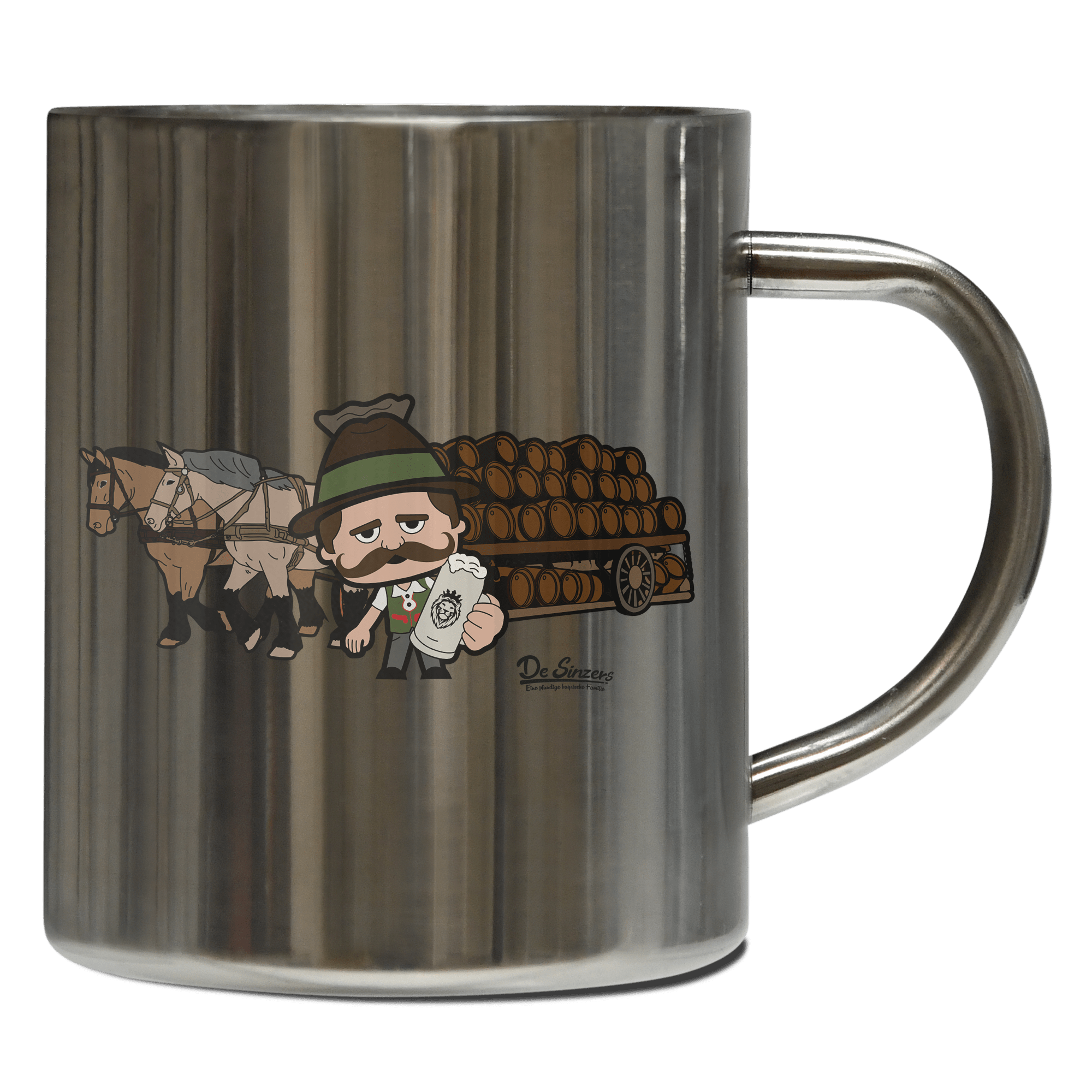 Da Sinzer Pferdegespann Edelstahl Kaffeetasse 400ml Grosser Arber Front