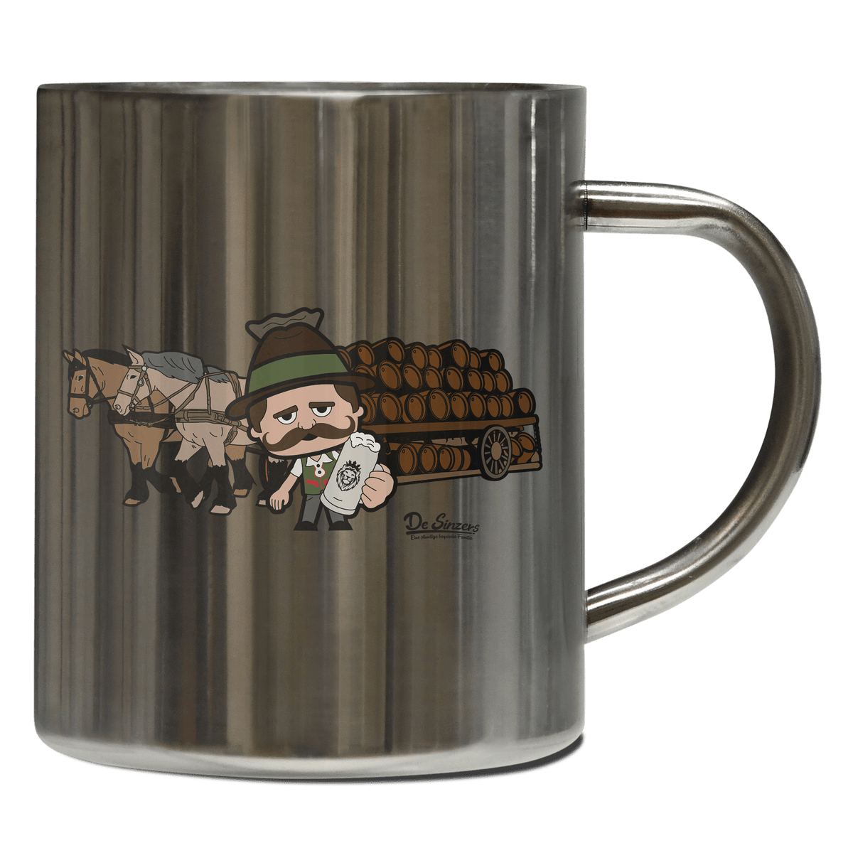 Da Sinzer Pferdegespann Edelstahl Kaffeetasse 400ml Grosser Arber Front