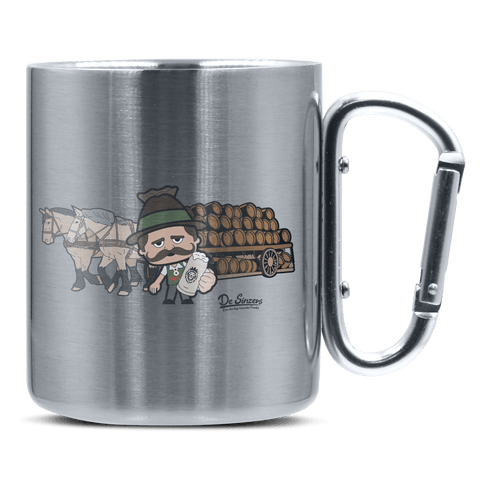 Da Sinzer Pferdegespann Edelstahl Kaffeetasse silberer Karabiner 320ml Grosser Traithen Front