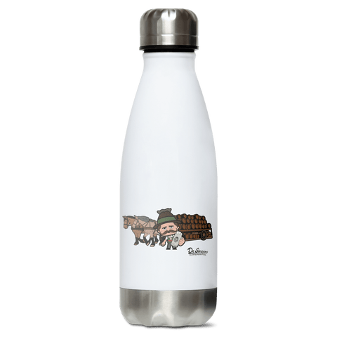 Da Sinzer Pferdegespann Edelstahl Thermoflasche 350ml Weiss Silber Kreuzspitze Front