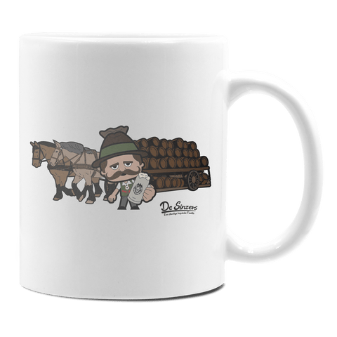 Da Sinzer Pferdegespann Keramik Kaffeetasse 330ml Weiss Rampoldplatte Front