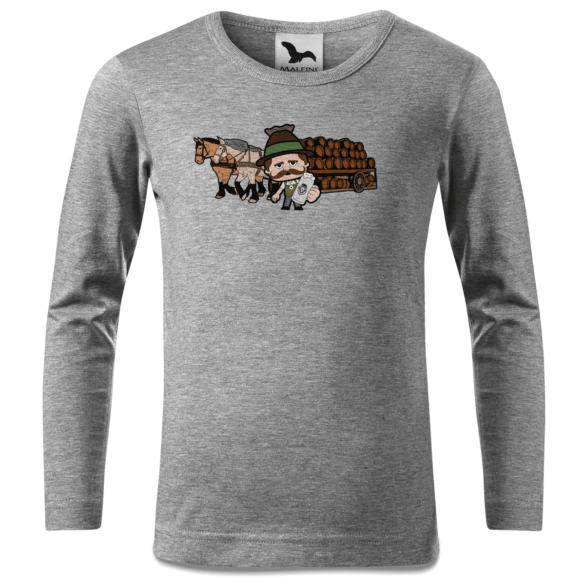 Da Sinzer Pferdegespann Longsleeve Kinder Grau Meliert Waldering Front