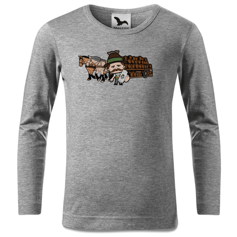 Da Sinzer Pferdegespann Longsleeve Kinder Grau Meliert Waldering Front