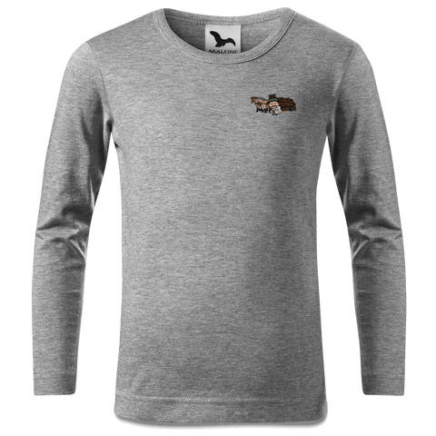 Da Sinzer Pferdegespann Longsleeve Kinder Grau Meliert Weinberg Front