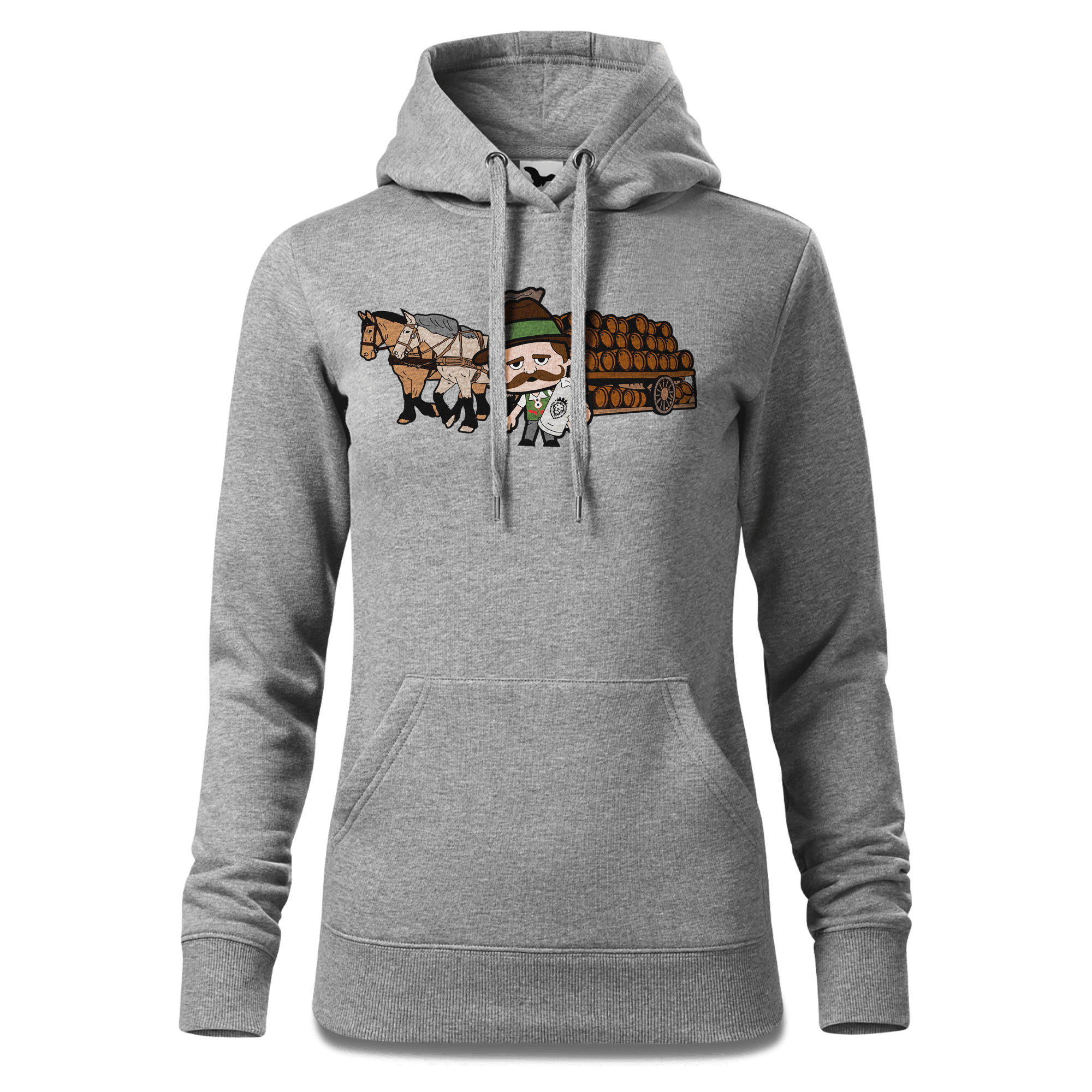 Da Sinzer Pferdegespann Sweatshirt Hoody Damen Grau Meliert Kieling Front