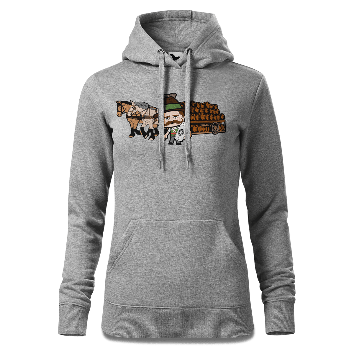 Da Sinzer Pferdegespann Sweatshirt Hoody Damen Grau Meliert Kieling Front