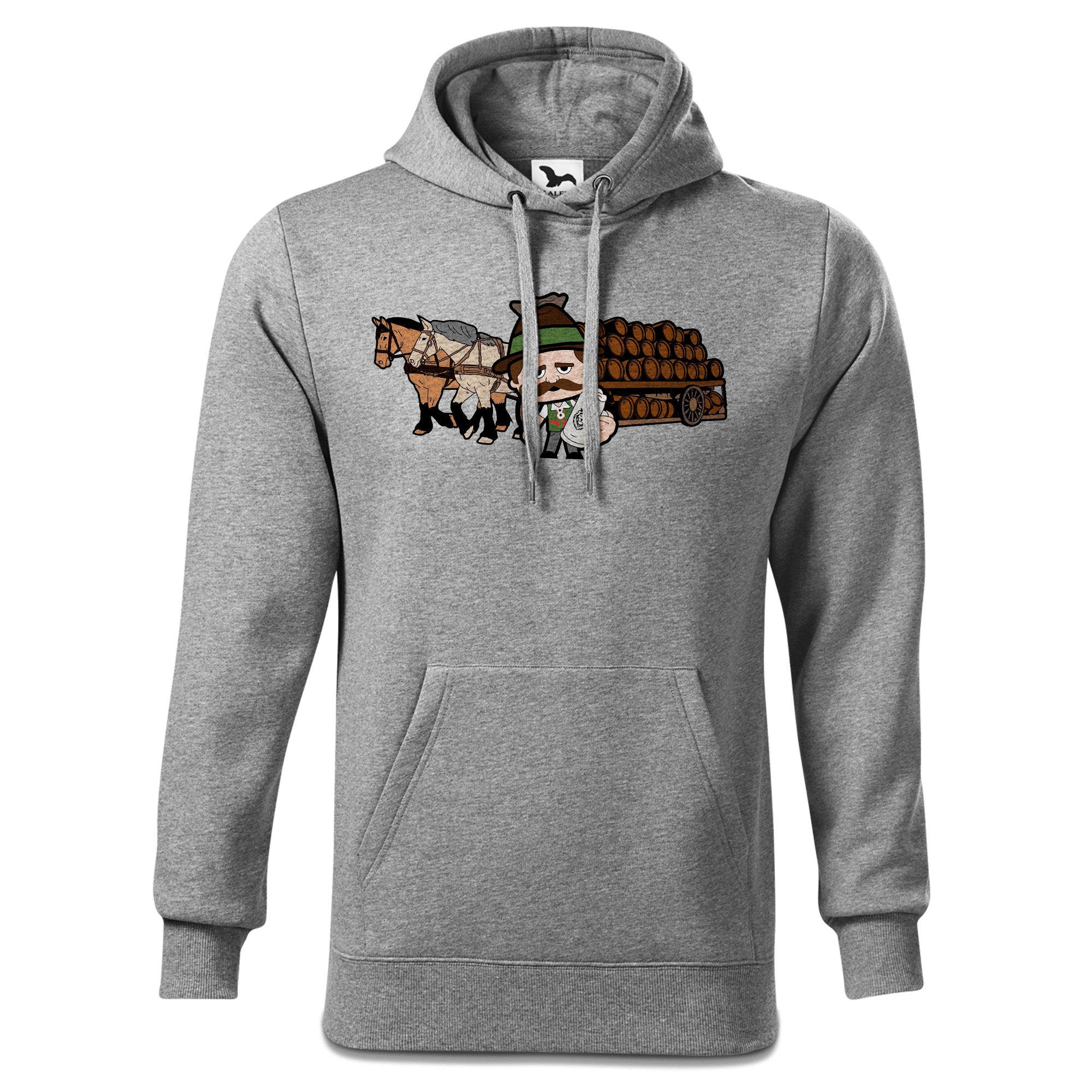 Da Sinzer Pferdegespann Sweatshirt Hoody Herren Grau Meliert Pulvermuehle Front