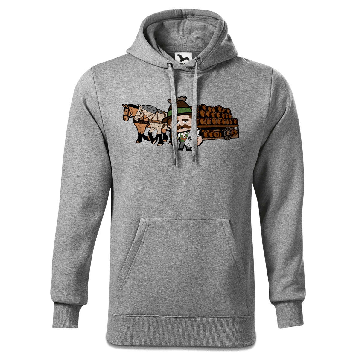 Da Sinzer Pferdegespann Sweatshirt Hoody Herren Grau Meliert Pulvermuehle Front