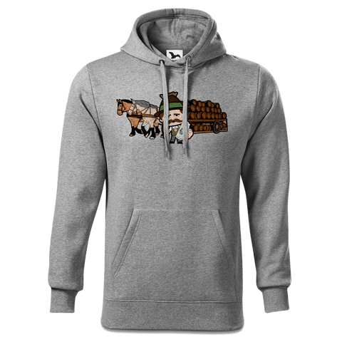 Da Sinzer Pferdegespann Sweatshirt Hoody Herren Grau Meliert Pulvermuehle Front