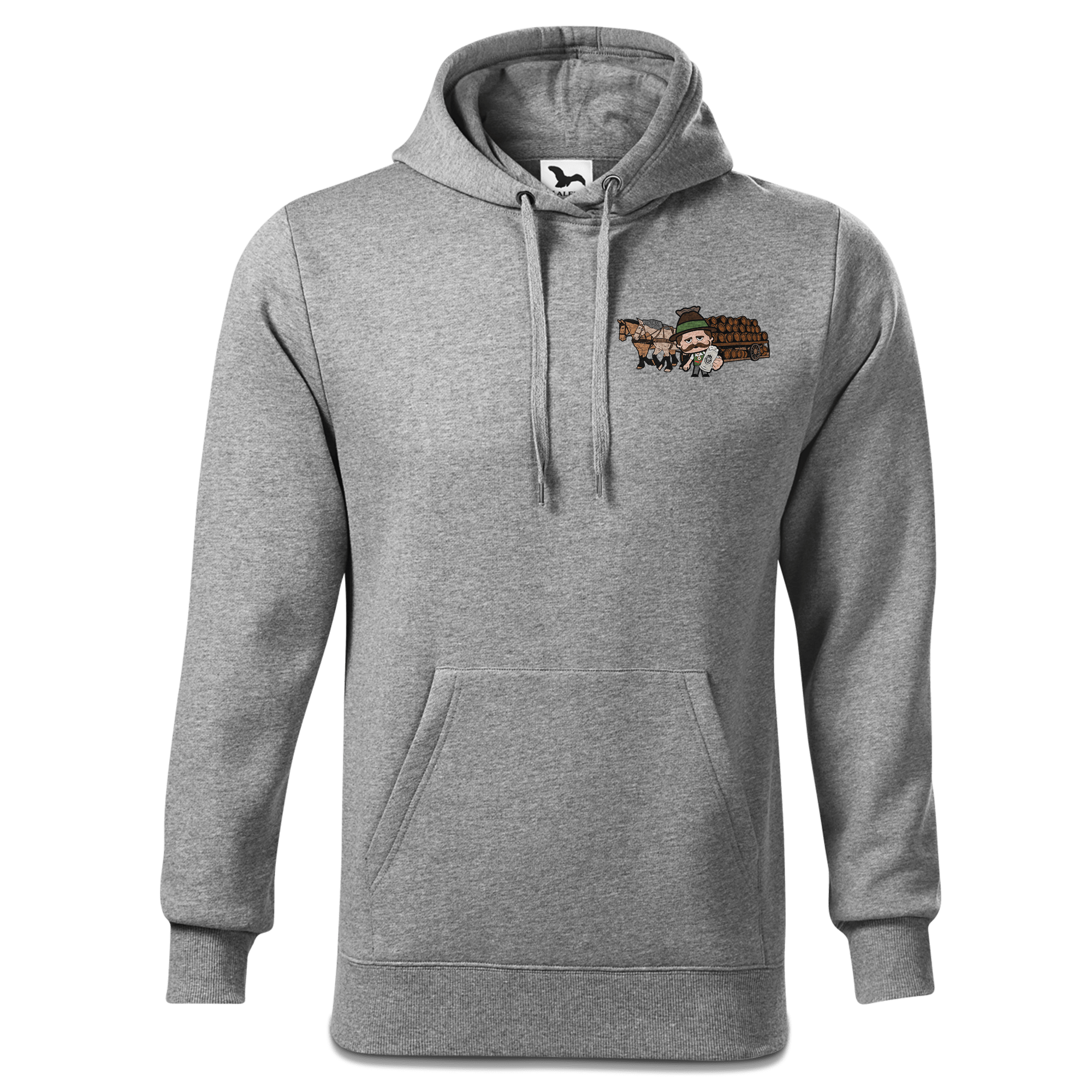 Da Sinzer Pferdegespann Sweatshirt Hoody Herren Grau Meliert Puster Front