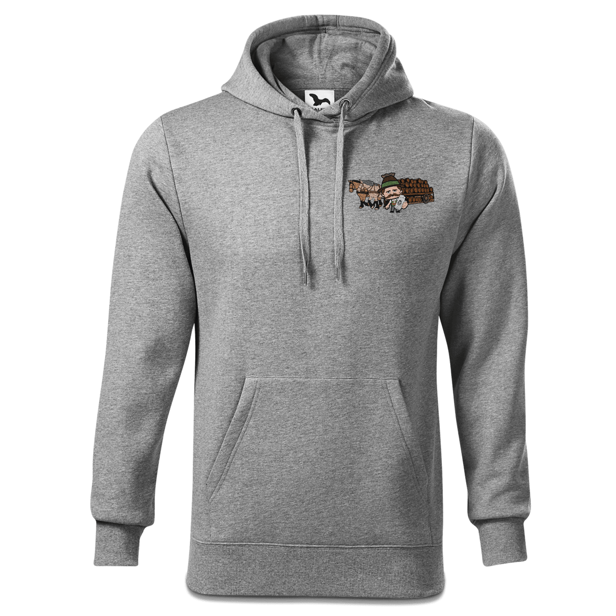 Da Sinzer Pferdegespann Sweatshirt Hoody Herren Grau Meliert Puster Front