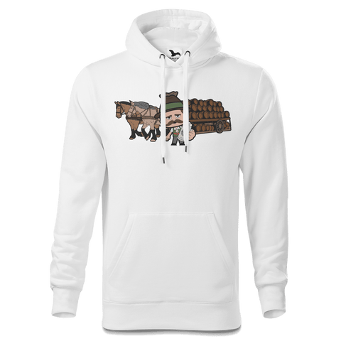 Da Sinzer Pferdegespann Sweatshirt Hoody Herren Weiss Reikering Front