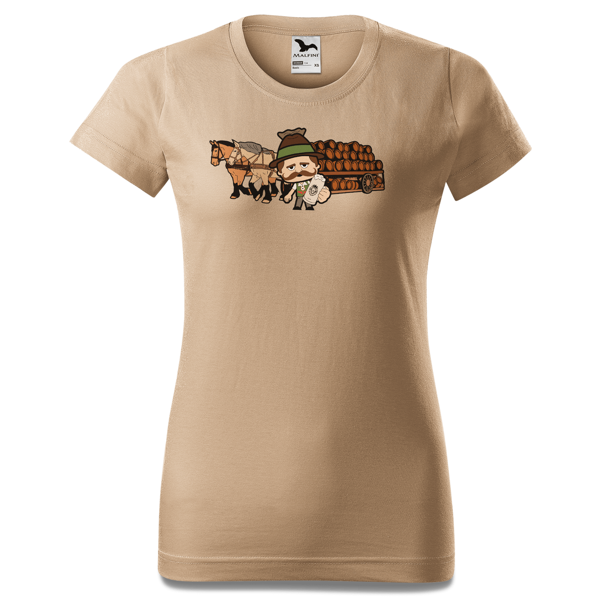 Da Sinzer Pferdegespann T Shirt Damen Sand Entleiten Front