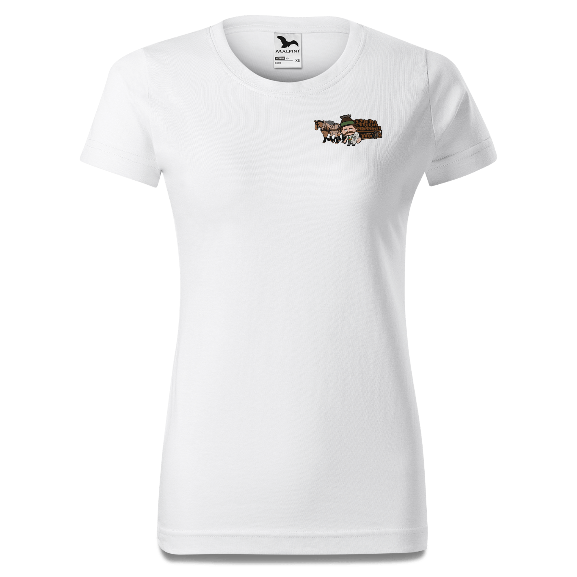 Da Sinzer Pferdegespann T Shirt Damen Weiss Kragling Front