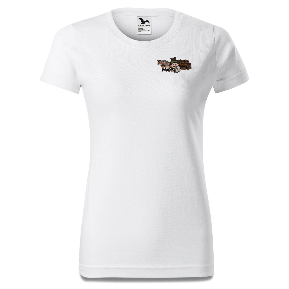 Da Sinzer Pferdegespann T Shirt Damen Weiss Kragling Front