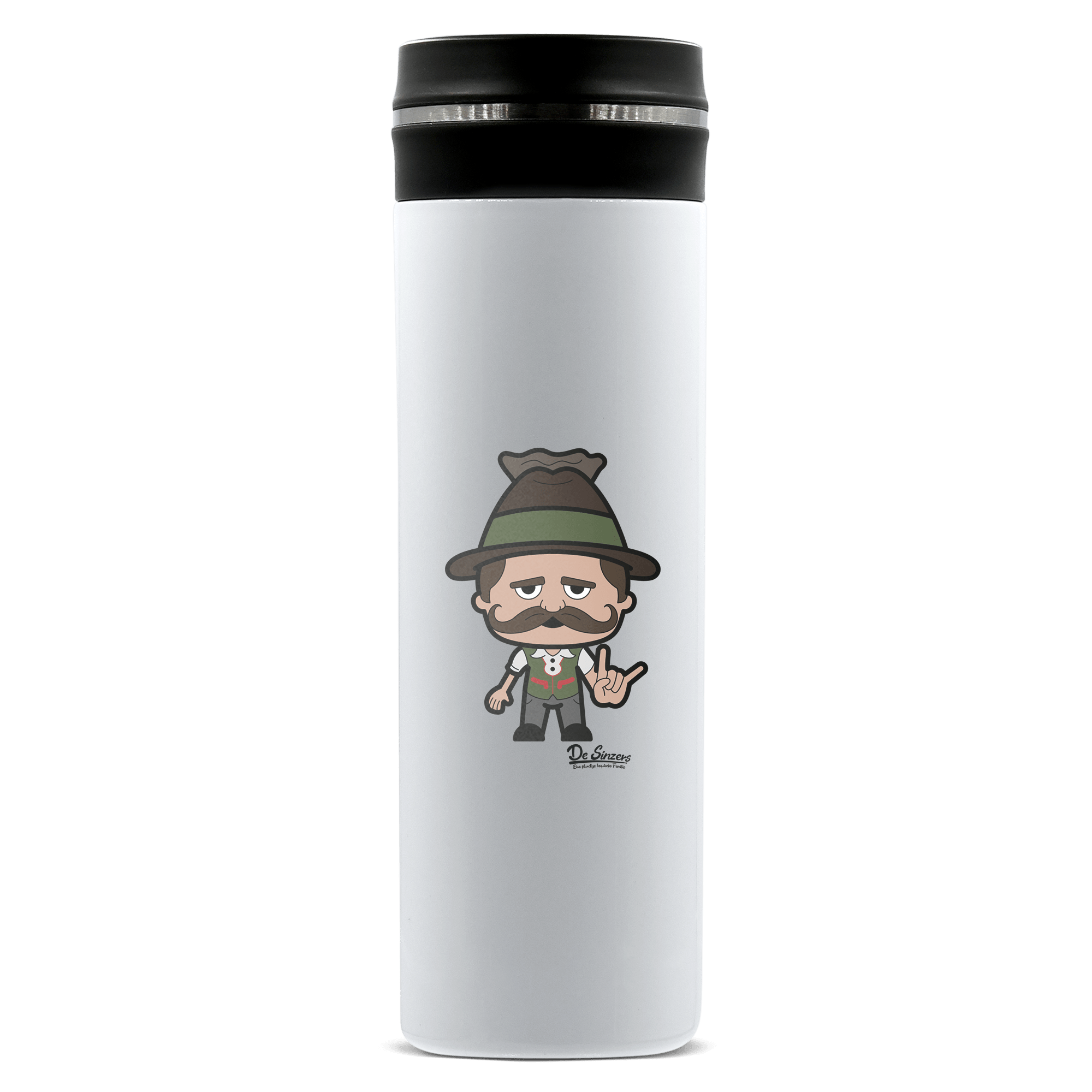 Da Sinzer Rocking Fingers Edelstahl Thermoflasche 450ml Weiss Geigelstein Front