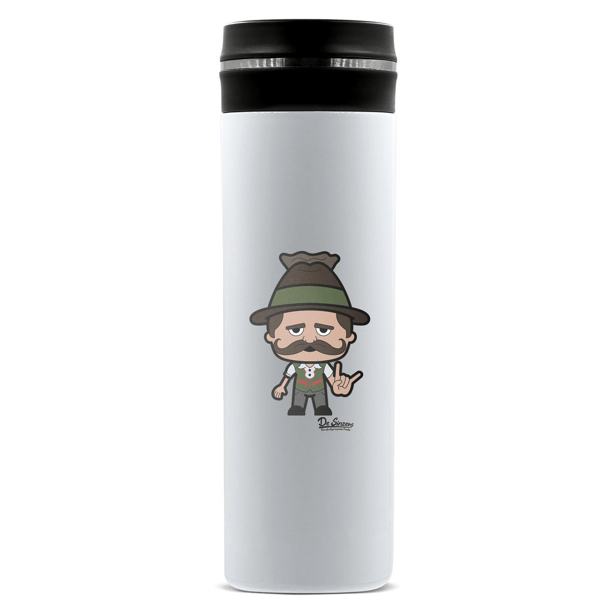 Da Sinzer Rocking Fingers Edelstahl Thermoflasche 450ml Weiss Geigelstein Front