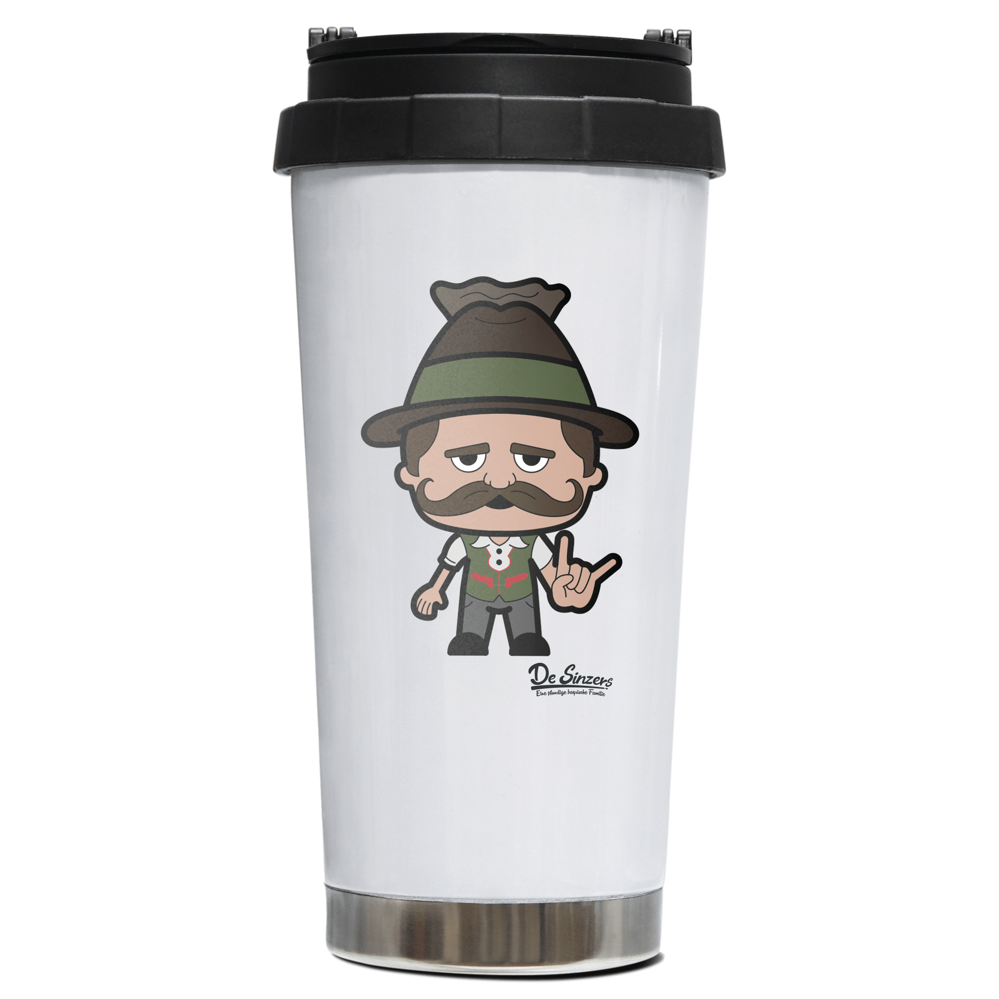 Da Sinzer Rocking Fingers Edelstahl Trinkbecher To Go 470ml Weiss Wildbarren Front