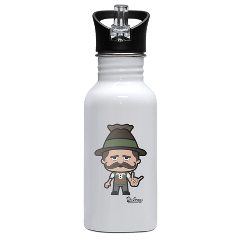 Da Sinzer Rocking Fingers Edelstahl Trinkflasche mit klappbarem Mundstueck 500ml Weiss Rotwand Front