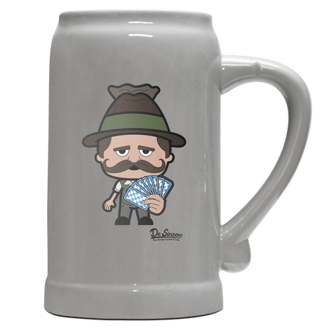 Da Sinzer Schafkopfen Bierkrug 1000ml Grau Zugspitze Front