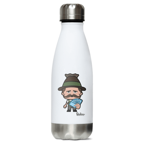 Da Sinzer Schafkopfen Edelstahl Thermoflasche 350ml Weiss Silber Kreuzspitze Front