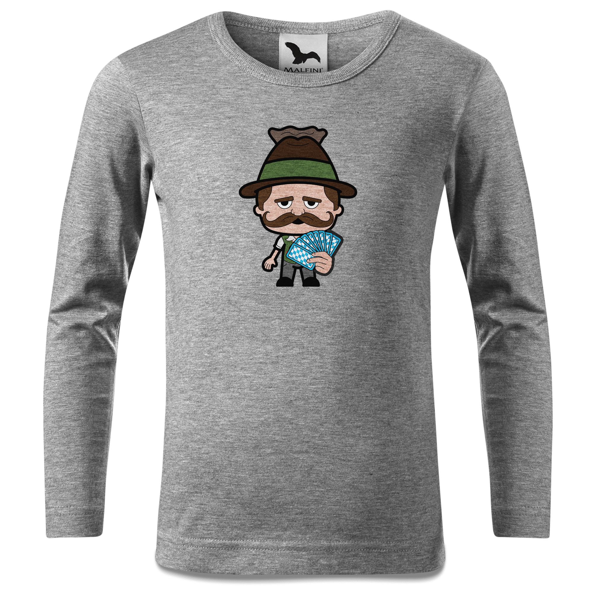Da Sinzer Schafkopfen Longsleeve Kinder Grau Meliert Waldering Front