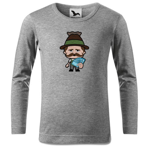 Da Sinzer Schafkopfen Longsleeve Kinder Grau Meliert Waldering Front