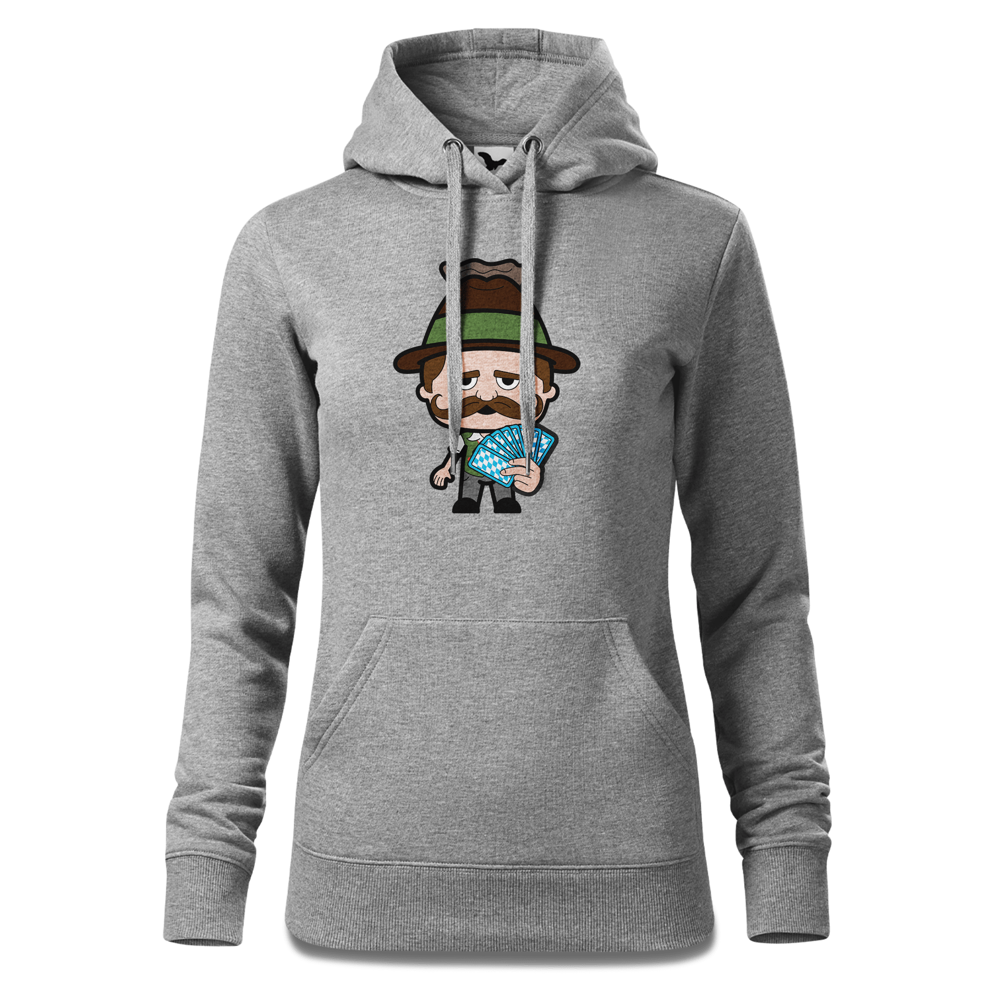 Da Sinzer Schafkopfen Sweatshirt Hoody Damen Grau Meliert Kieling Front