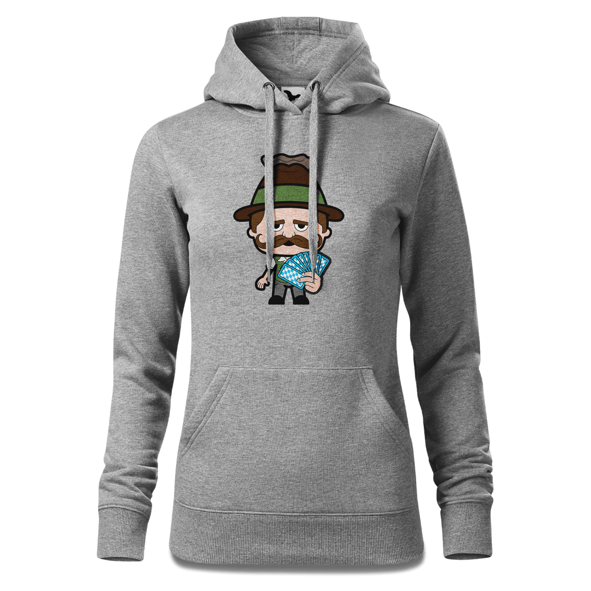 Da Sinzer Schafkopfen Sweatshirt Hoody Damen Grau Meliert Kieling Front