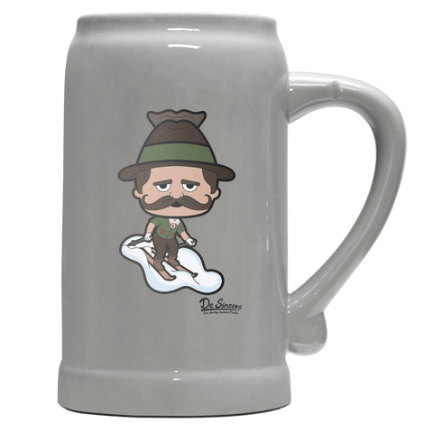 Da Sinzer Skifahrer Bierkrug 1000ml Grau Zugspitze Front