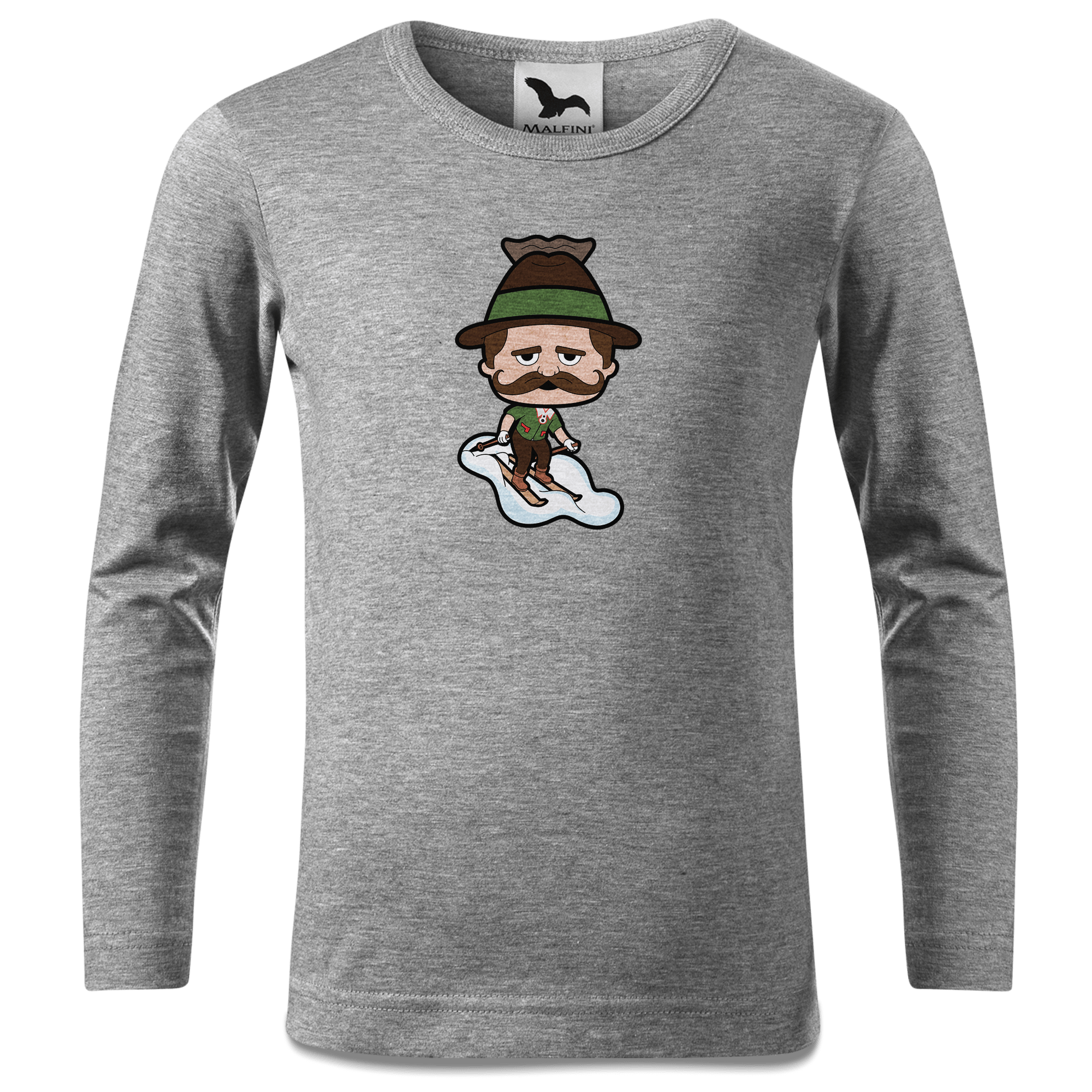 Da Sinzer Skifahrer Longsleeve Kinder Grau Meliert Waldering Front