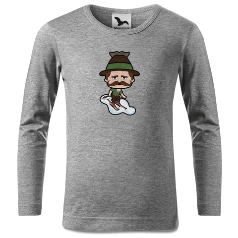 Da Sinzer Skifahrer Longsleeve Kinder Grau Meliert Waldering Front