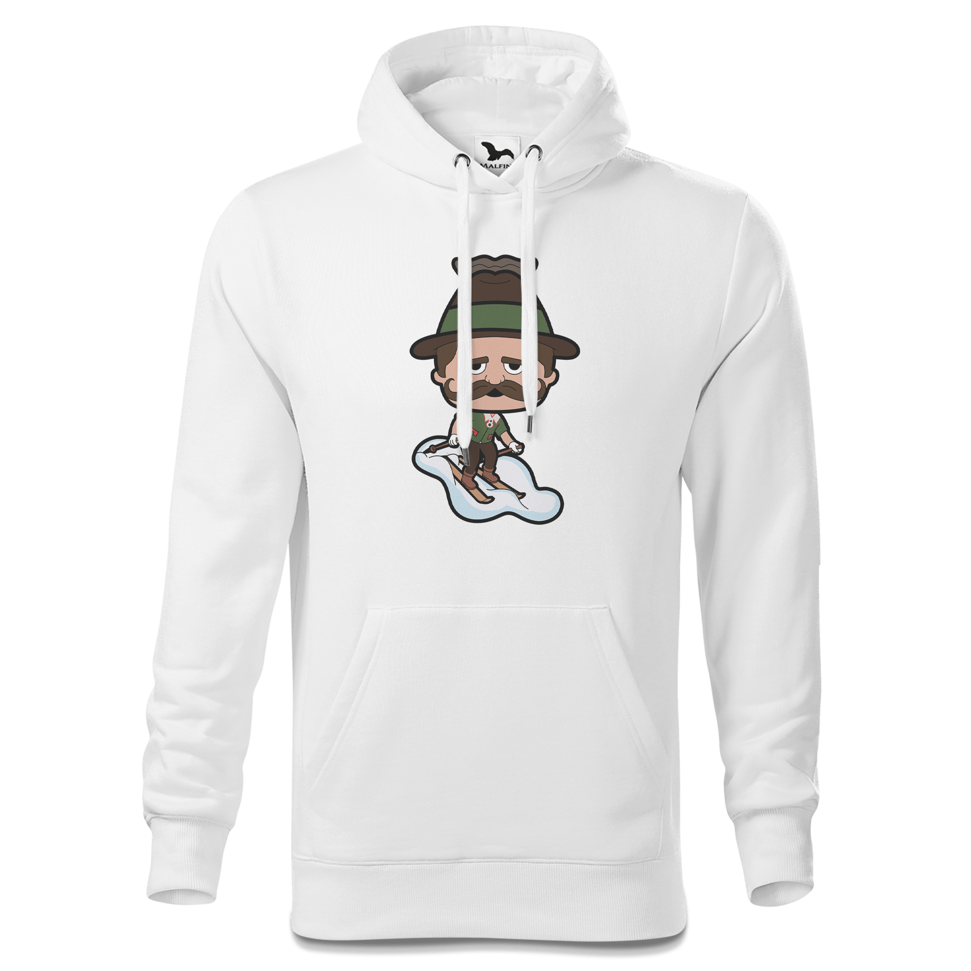 Da Sinzer Skifahrer Sweatshirt Hoody Herren Weiss Reikering Front