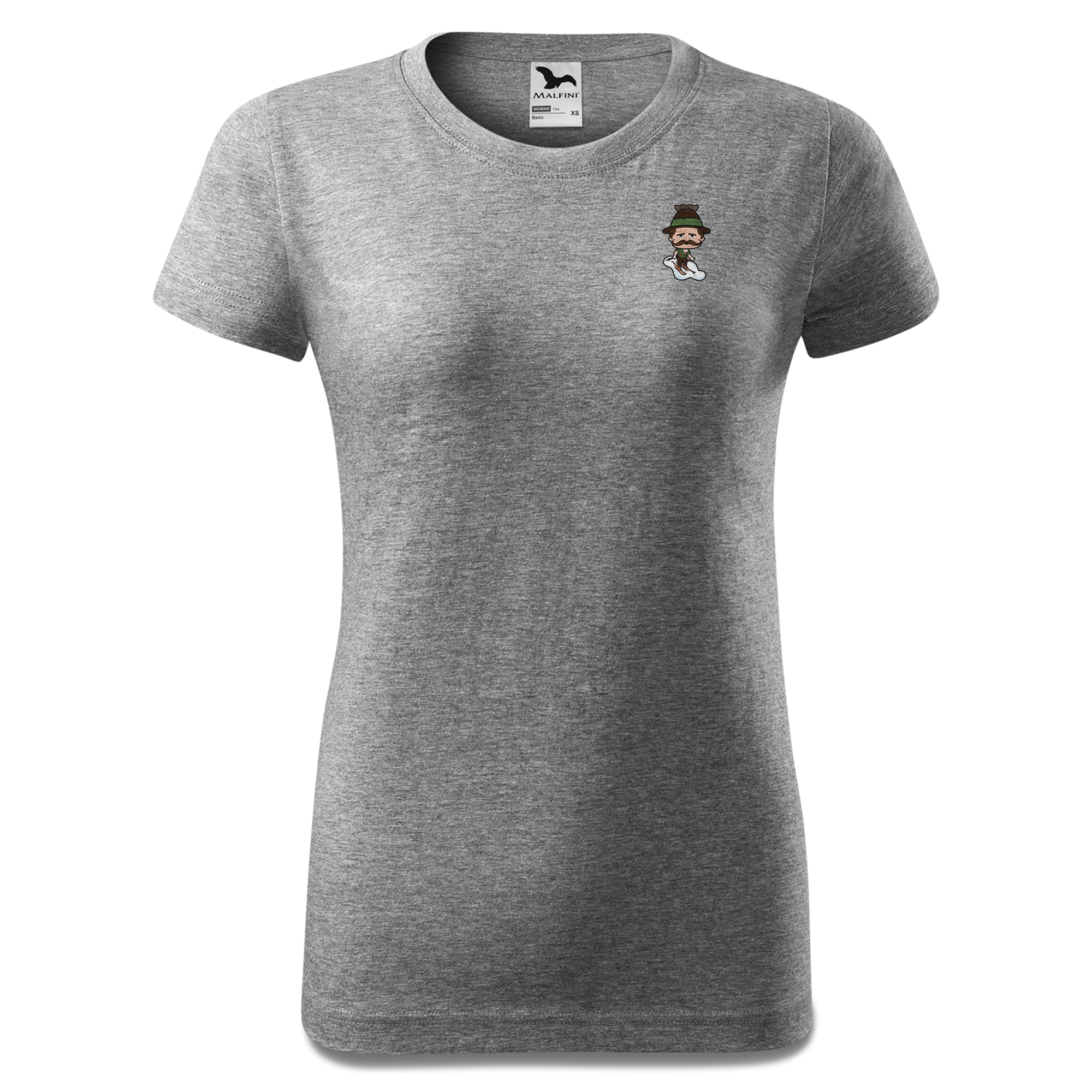 Da Sinzer Skifahrer T Shirt Damen Grau Meliert Eichbichl Front